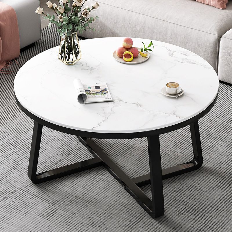 Stone Geometric Contemporary Coffee Table Cross Legs Coffee Table Clearhalo 'Coffee & Accent Tables' 'Coffee Tables' 'coffee_tables' 'furn' 'furn_coffee_tables' 'Furniture' 'Living Room Furniture' 1200x1200_0797fb99-836b-40e1-82e0-7ba61864a603