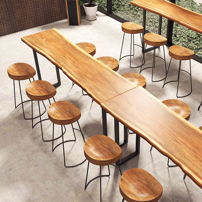Solid Wood Bar Dining Table Rectangle Industrial Bar Dining Table with Sled Base in Black Clearhalo 'Bar Furniture' 'Bar Tables' 'bar_tables' 'furn' 'furn_bar_tables' 'Furniture' 'furniture_bar_tables' 'Kitchen & Dining Furniture' 1200x1200_07983461-435d-49e4-a8d9-7448458ed50b