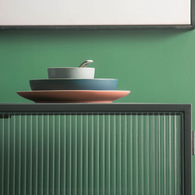 Sala de estar Minimalismo Servidor de buffet Glass 2 puertas Servidor de comedor de marco de metal