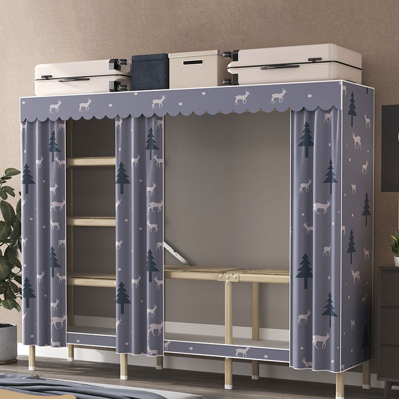 Modern Wardrobe Armoire with Legs Steel Wardrobe Cabinet with Shelves Clearhalo 'Armoires & Wardrobes' 'armoires_wardrobes' 'Bedroom Furniture' 'furn' 'furn_armoires_wardrobes' 'Furniture' 1200x1200_0798fadb-a796-49fd-80f2-bc7592c64d92