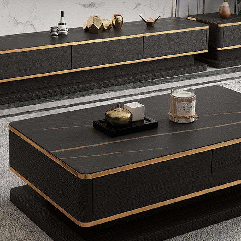 16.14"H TV Stand Glam Style Enclosed Storage TV Console in Black with 3 Drawers Clearhalo 'furn' 'furn_tv_stands_entertainment_centers' 'Furniture' 'Living Room Furniture' 'TV Stands & Entertainment Centers' 'TV Stands & Media Storage Furniture' 'tv_stands_entertainment_centers' 1200x1200_07996e9d-76dc-42cd-89a0-3060e39b5afe