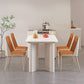 White Rectangle Dining Table Double Pedestal Table for Kitchen Dining Room