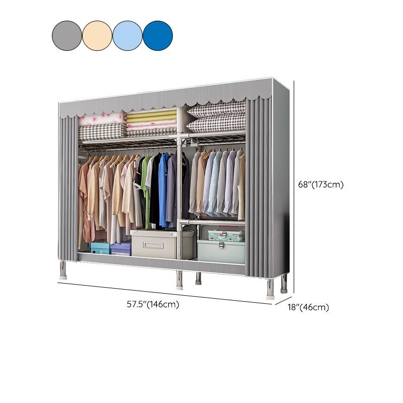 Contemporary Wardrobe Armoire with Shelves Steel Wardrobe Closet for Home Clearhalo 'Armoires & Wardrobes' 'armoires_wardrobes' 'Bedroom Furniture' 'furn' 'furn_armoires_wardrobes' 'Furniture' 1200x1200_0799ce4d-12a0-487d-979a-eae4061559ea