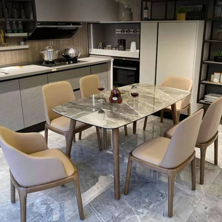 Gray Stone Top Table with Ash Wood Frame Modern Dining Table for Home Clearhalo 'Dining Tables & Seating' 'Dining Tables' 'dining_table' 'furn' 'furn_dining_table' 'Furniture' 'Kitchen & Dining Furniture' 1200x1200_079b3192-f249-4c0c-bcb9-57f4121c0964