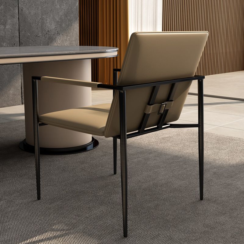 Industrial Upholstered Arm Chair Metal Legs Parsons Dining Chair Clearhalo 'Dining Chairs' 'Dining Tables & Seating' 'dining_chair' 'furn' 'furn_dining_chair' 'Furniture' 'Kitchen & Dining Furniture' 1200x1200_079baaa2-8661-44f5-806f-aab2a1dc42a6