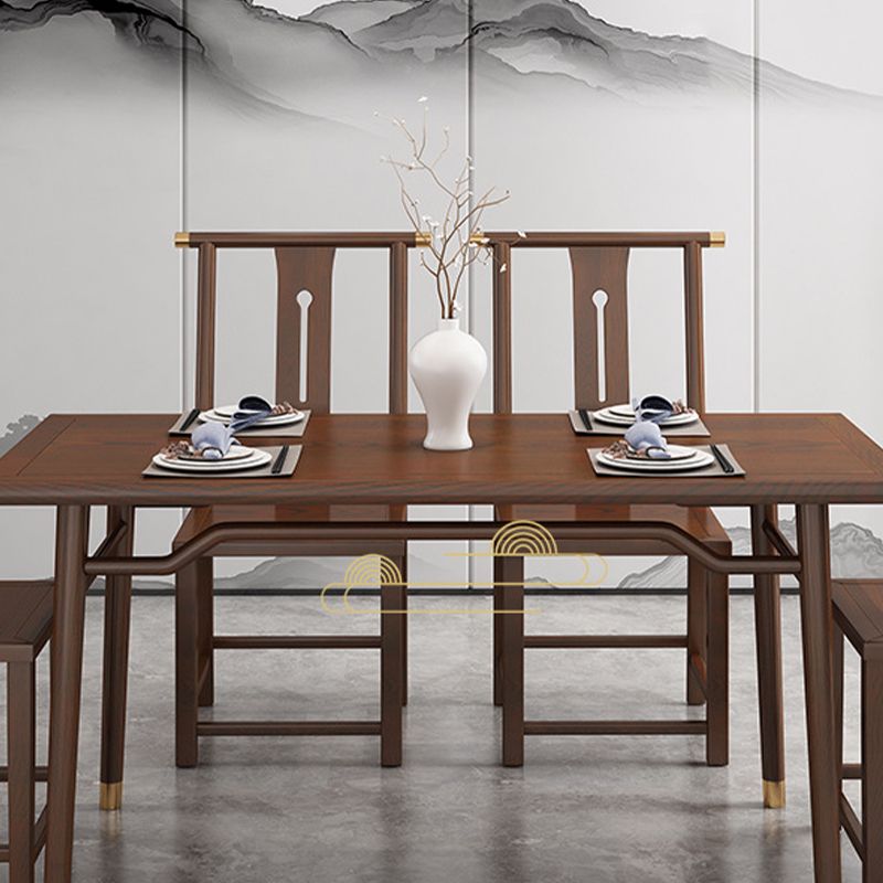 Muebles tradicionales 1/2/5/7 muebles de madera de madera sólida mesa de comedor colocada en marrón