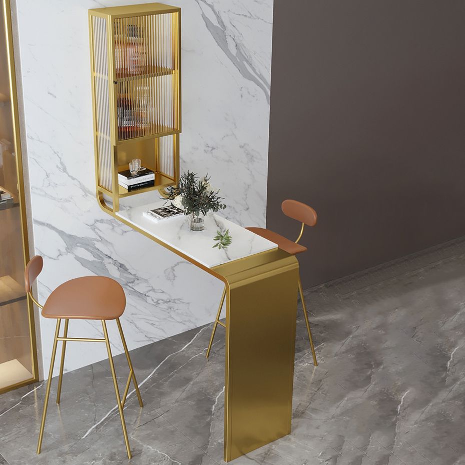 Stone Bar Dining Table Modern Bar Table with Pedestal and Glass Cabinet for Dining Room Clearhalo 'Bar Furniture' 'Bar Tables' 'bar_tables' 'furn' 'furn_bar_tables' 'Furniture' 'furniture_bar_tables' 'Kitchen & Dining Furniture' 1200x1200_079e52d4-1fe4-4cb2-9817-9f0cc7bbe609