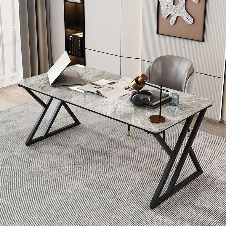 Zeitgenössischer Stil rechteckiger Schreibtisch Stein Schlitten Basis Büro Schreibtisch