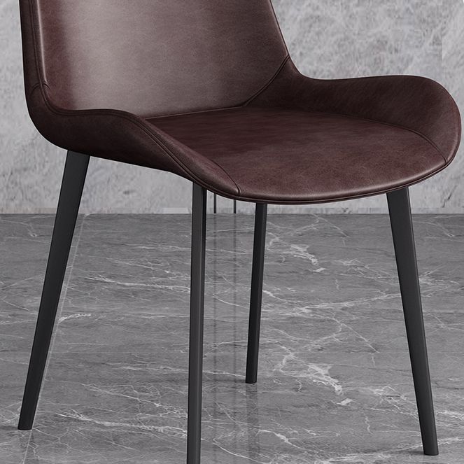 Cafetería sólida silla lateral silla lateral sillas de comedor de cuero falso