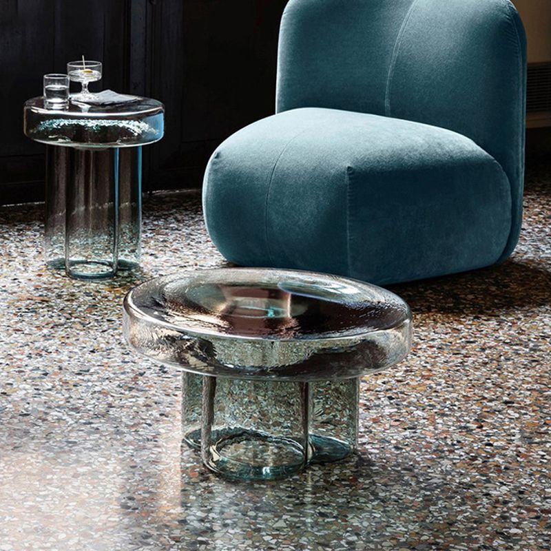 Modern Glass Coffee Table with Round Top and One Foot for Living Room Clearhalo 'Coffee & Accent Tables' 'Coffee Tables' 'coffee_tables' 'furn' 'furn_coffee_tables' 'Furniture' 'Living Room Furniture' 1200x1200_07a3dc27-295a-42b6-adab-e3352e759c7d