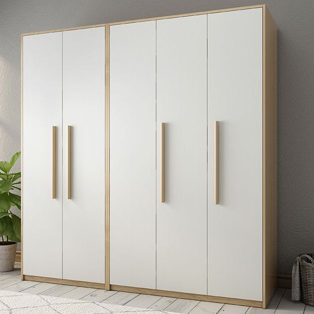 Contemporary White Storage Cabinet for Bedroom Manufactured Wood Hinged Door Cabinet