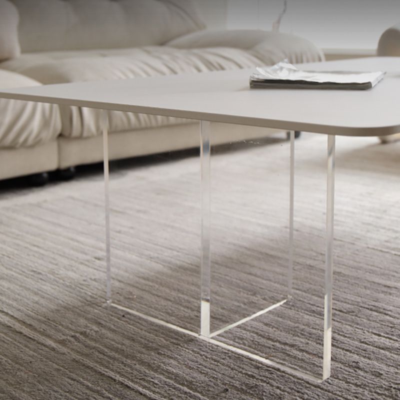 Contemporary White Stone Coffee Table Rectangle Single Cocktail Table
