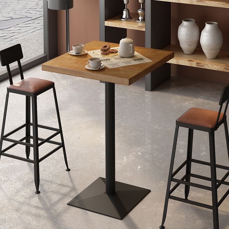 Indoor Industrial Bar Dining Table Square Metal and Wood Bar Table Clearhalo 'Bar Furniture' 'Bar Tables' 'bar_tables' 'furn' 'furn_bar_tables' 'Furniture' 'Kitchen & Dining Furniture' 1200x1200_07a7556b-15b4-4f15-b2dc-667675a6fe9c