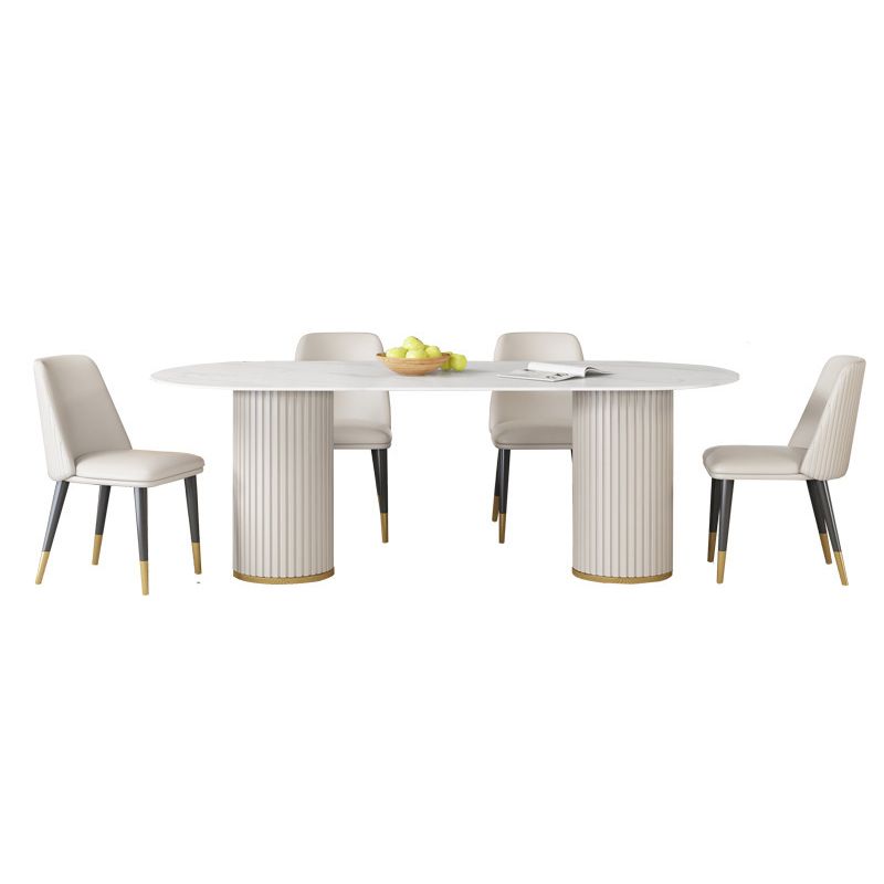 Metal Contemporary Oval Dining Table Sintered Stone Top Table for Home Clearhalo 'Dining Tables & Seating' 'Dining Tables' 'dining_table' 'furn' 'furn_dining_table' 'Furniture' 'Kitchen & Dining Furniture' 1200x1200_07aa2dc9-c723-43ff-aa7f-c8ccd5bd994f