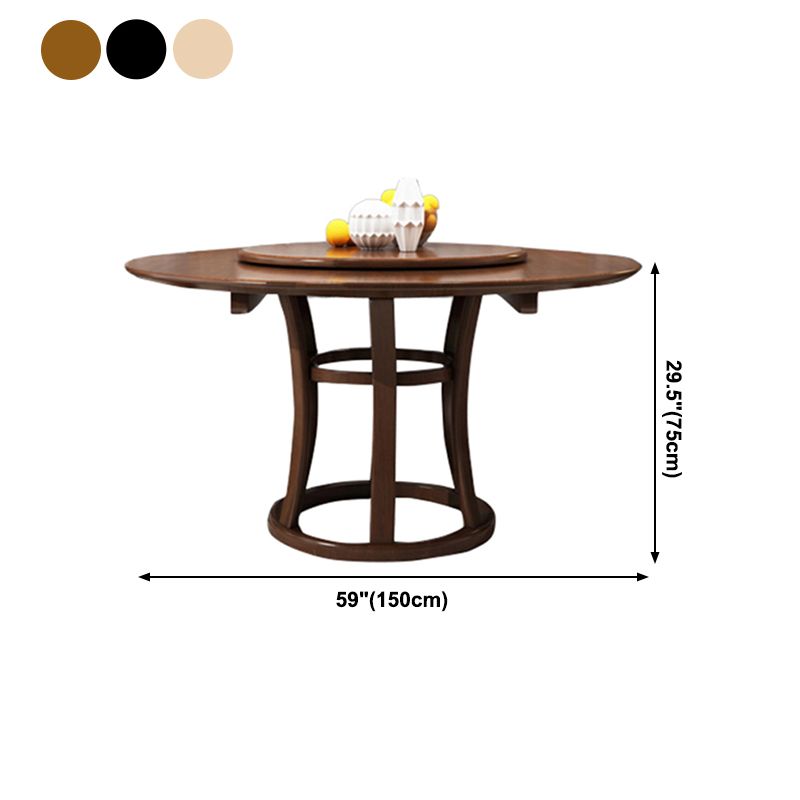 Round Pedestal Wood Color Table Simplicity Table with Turntable Clearhalo ' dining_table' 'Dining Tables & Seating' 'Dining Tables' 'furn' 'furn_dining_table' 'Furniture' 'furniture_dining_table' 'Kitchen & Dining Furniture' 'kitchen&dining_furn' 'kitchen' 'kitchen_dining_table' 1200x1200_07ab1198-03d3-4ede-833b-bf9c52ebf3cd