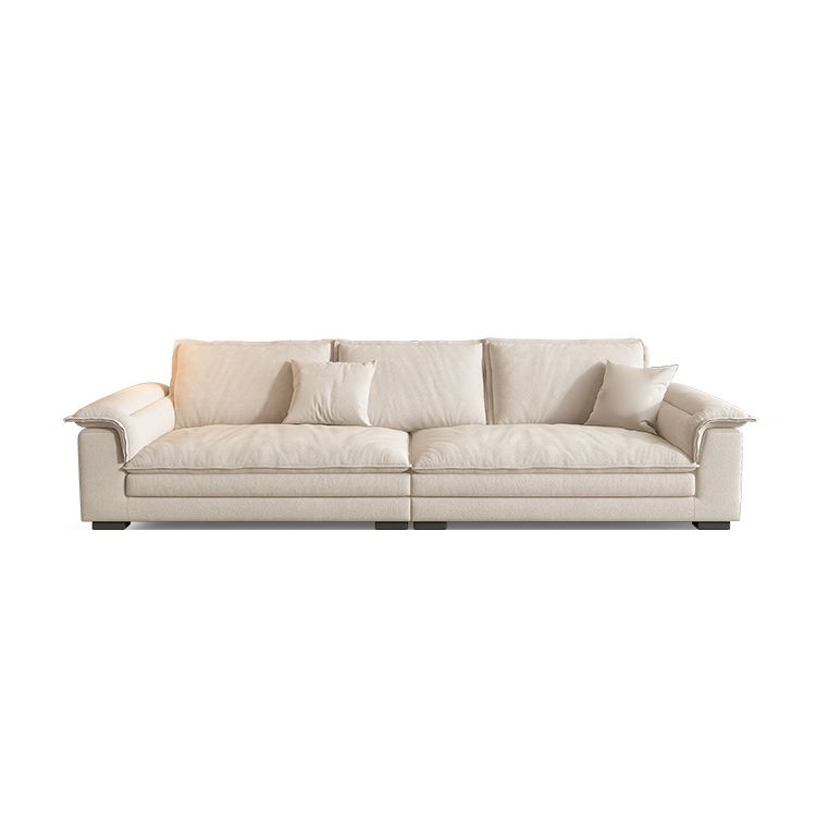 Eigentijdse massief houten kussen bovenarm Stain Resistant Fabric Sofa in beige