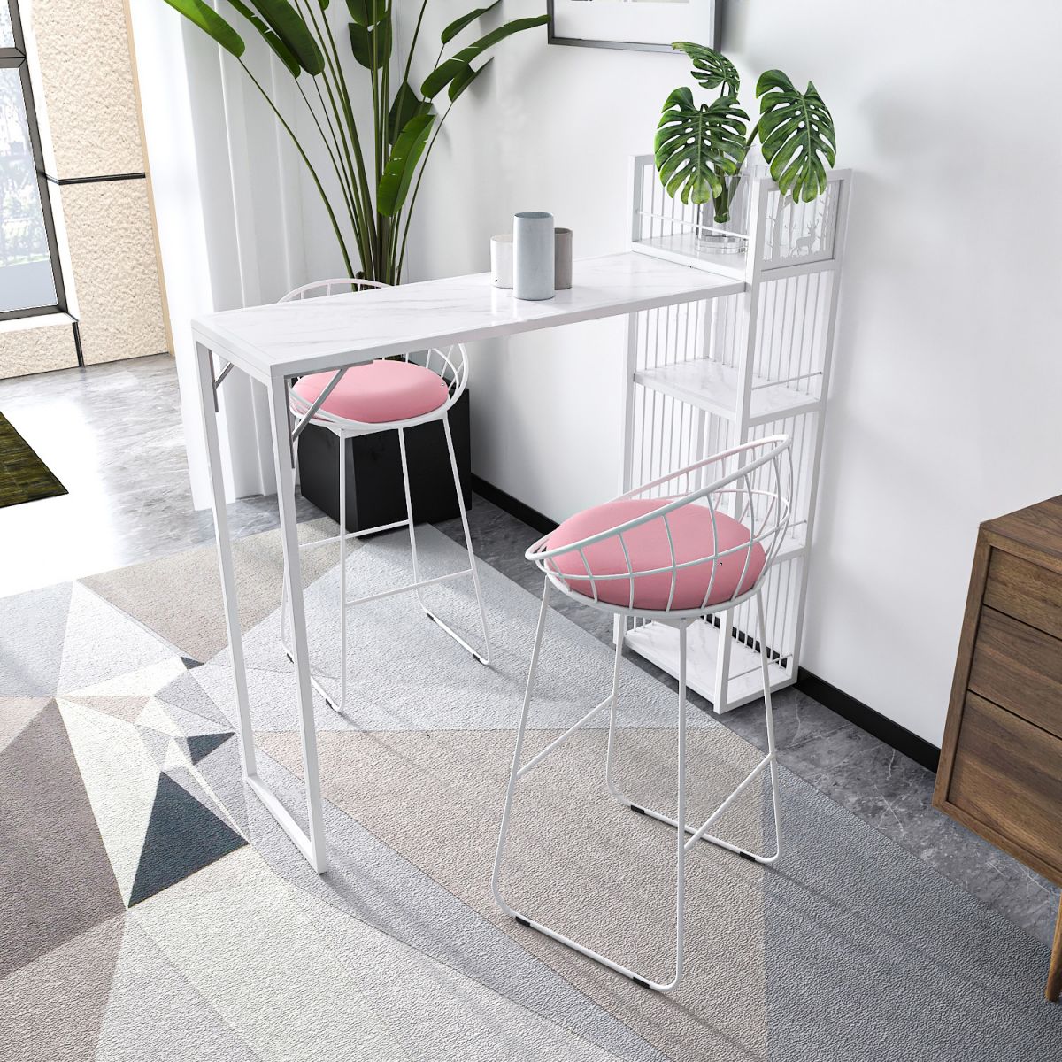 White Black and Gold Glam Style Bar Table in Metal Milk Tea Shop Bar Table Clearhalo 'Bar Furniture' 'Bar Tables' 'bar_tables' 'furn' 'furn_bar_tables' 'Furniture' 'furniture_bar_tables' 'Kitchen & Dining Furniture' 'kitchen&dining_furn' 'kitchen' 1200x1200_07ace1c3-e4d9-472c-82e2-bb2016a0e431