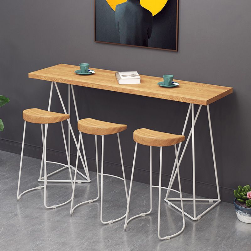 Rectangle Solid Wood Bar Table Metal Base Table for Kitchen Living Room Coffee Room Clearhalo 'Bar Furniture' 'Bar Tables' 'bar_tables' 'furn' 'furn_bar_tables' 'Furniture' 'Kitchen & Dining Furniture' 1200x1200_07ae1340-746c-4458-a98d-b3bf7d859642