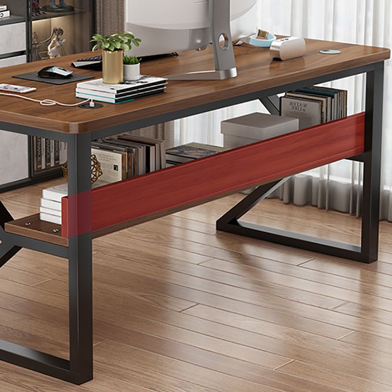 Bureau d'écriture industriel fabriqué bureau de bureau en bois avec étagère