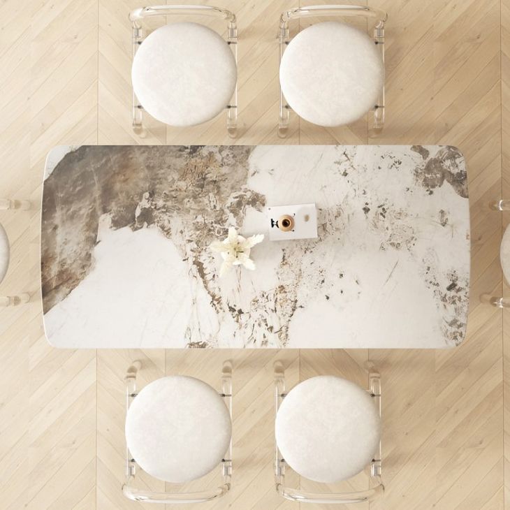 Glam Dining Table Set with Acrylic Base 1/5/7 Pcs Dinette Set with White Chairs Clearhalo 'Dining Room Sets' 'Dining Tables & Seating' 'dining_room_set' 'furn' 'furn_dining_room_set' 'Furniture' 'Kitchen & Dining Furniture' 1200x1200_07b0dff5-15c8-4287-9143-59bb38821615