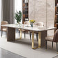 Set di dinette glam con sedie in pelle 1/2/5/6/7/9 PCs set da tavolo beige lucido