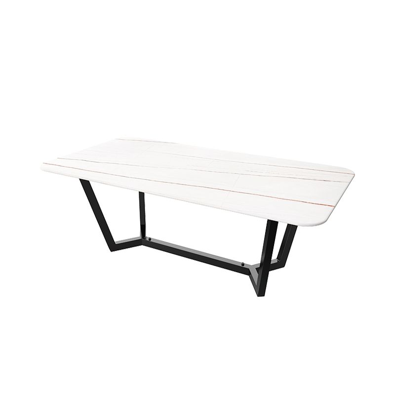 Sintered Stone Top Modern Table for Restaurant Oval Dining Table with Trestle Base Clearhalo ' dining_table' 'Dining Tables & Seating' 'Dining Tables' 'furn' 'furn_dining_table' 'Furniture' 'furniture_dining_table' 'Kitchen & Dining Furniture' 'kitchen&dining_furn' 'kitchen' 'kitchen_dining_table' 1200x1200_07b23a9e-9f9d-405b-b768-c73d9818d57f