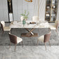 Metal Contemporary Rectangular Dining Table Sintered Stone Table with Pedestal Clearhalo ' dining_table' 'Dining Tables & Seating' 'Dining Tables' 'furn' 'furn_dining_table' 'Furniture' 'furniture_dining_table' 'Kitchen & Dining Furniture' 'kitchen&dining_furn' 'kitchen' 'kitchen_dining_table' 1200x1200_07b46e28-81ed-4a27-8b37-fb29090105a9