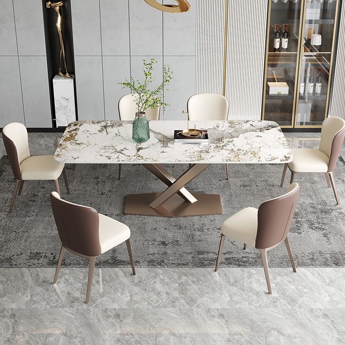 Metal Contemporary Rectangular Dining Table Sintered Stone Table with Pedestal Clearhalo ' dining_table' 'Dining Tables & Seating' 'Dining Tables' 'furn' 'furn_dining_table' 'Furniture' 'furniture_dining_table' 'Kitchen & Dining Furniture' 'kitchen&dining_furn' 'kitchen' 'kitchen_dining_table' 1200x1200_07b46e28-81ed-4a27-8b37-fb29090105a9