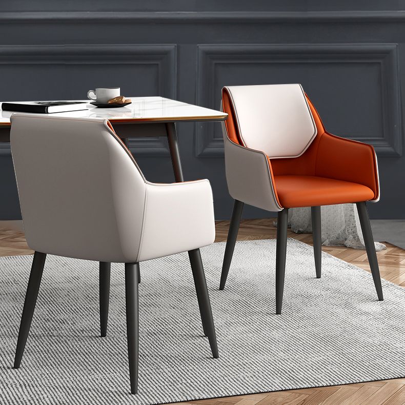 Modern Style Parsons Arm Chair Leather Dining Chair for Dining Room Clearhalo 'Dining Chairs' 'Dining Tables & Seating' 'dining_chair' 'Furniture' 'furniture_dining_chair' 'Kitchen & Dining Furniture' 1200x1200_07b53564-4947-404d-88bb-832598fabfba