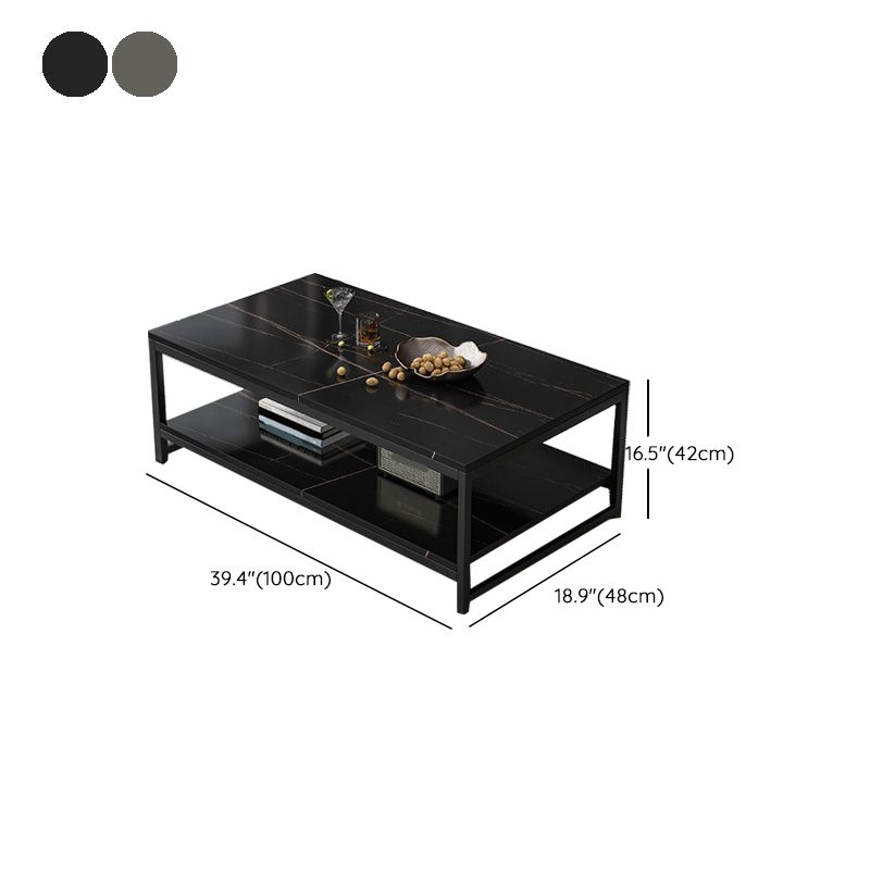 Rectangle Cocktail Table Frame Single Coffee Table with Shelf Clearhalo 'Coffee & Accent Tables' 'Coffee Tables' 'coffee_tables' 'furn' 'furn_coffee_tables' 'Furniture' 'Living Room Furniture' 1200x1200_07b5cdd7-0be4-4f83-bc71-3e15d41d70d1
