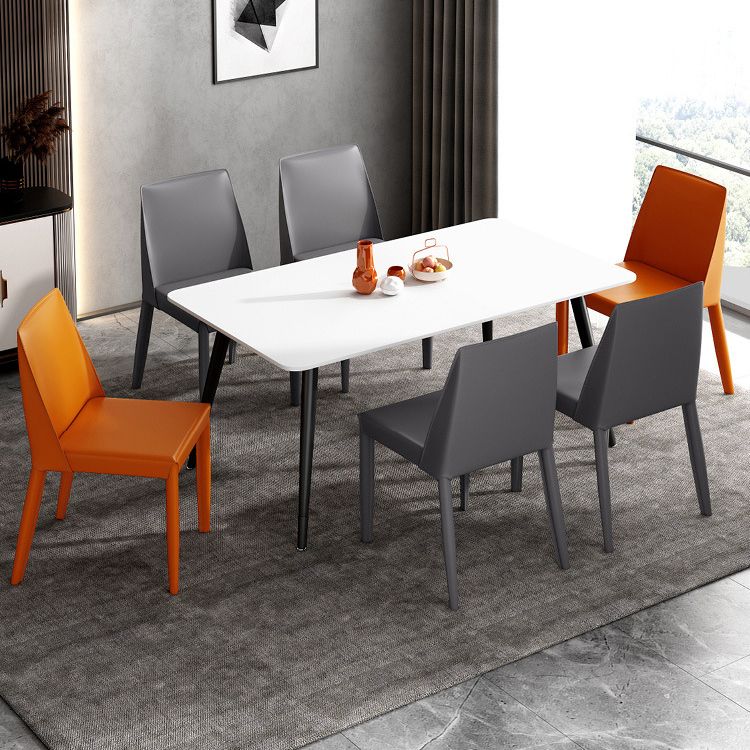 Faux Leather Armless Dining Chairs Contemporary Side Chair Set