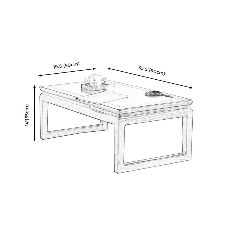 Moderne stijl Elm houten slee -vormige basisontwerp rechthoekige salontafel
