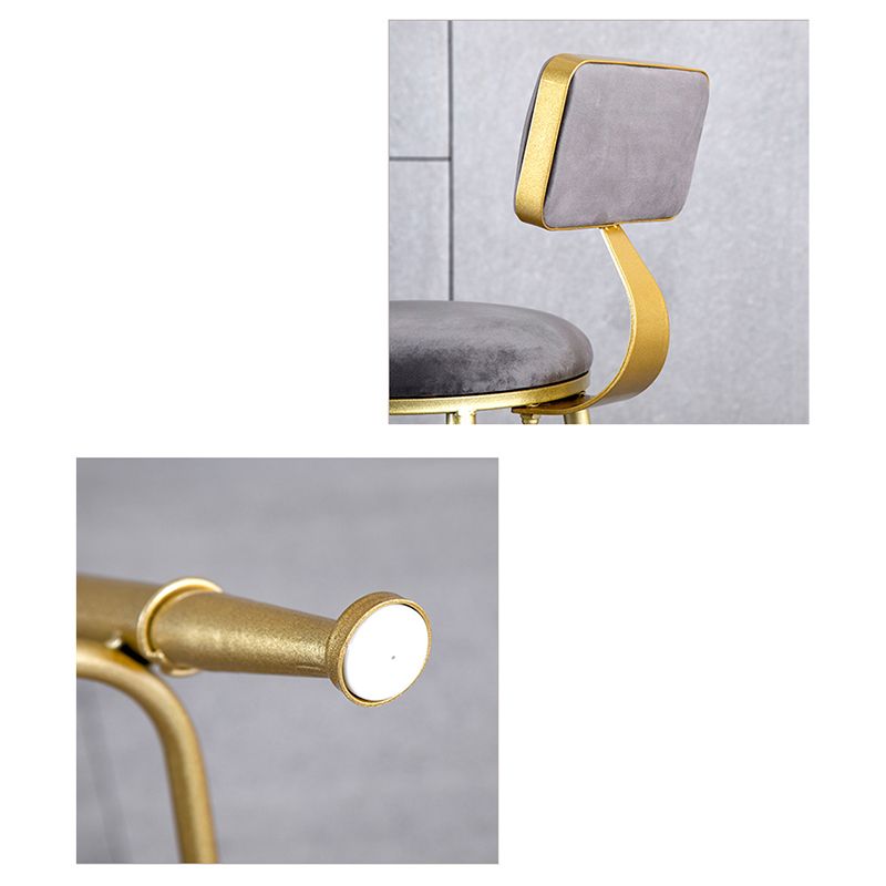Glam Armless Backrest Counter Stool Iron Beauty Shop Bar Stool with Velvet Cushion Clearhalo 'Bar Furniture' 'Bar Stools' 'bar_stools' 'furn' 'furn_bar_stools' 'furniture_bar_stools' 'Kitchen & Dining Furniture' 'kitchen&dining_furn' 'kitchen' 'kitchen_furn' Furniture' 1200x1200_07b77b28-a2e1-4ee0-bbf0-557aabc86cb9