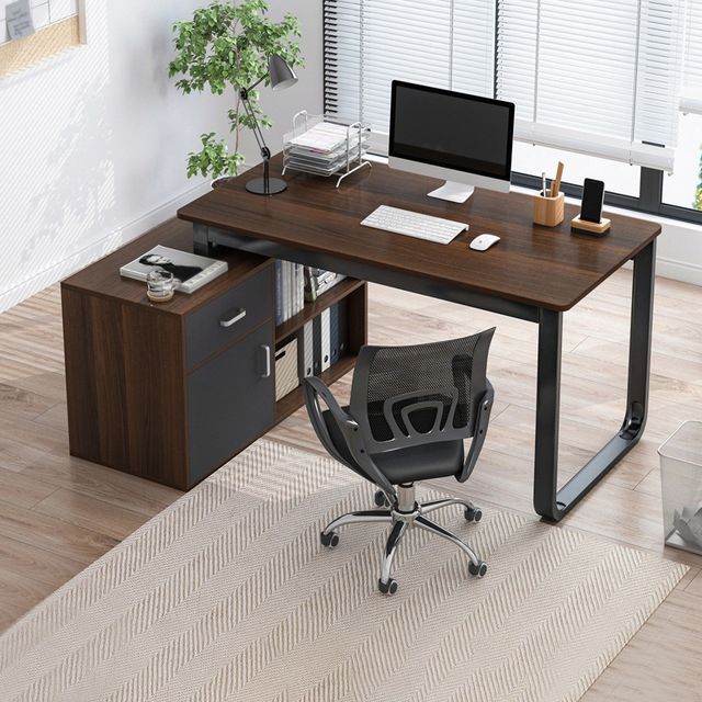 Corner Contemporary Writing Desk Manufactured Wood Desk with Drawer Clearhalo 'Furniture' 'furniture_office_desk' 'Office Desks' 'Office Furniture' 'office_desk' 1200x1200_07b92713-5312-4001-a818-0717591eeb54