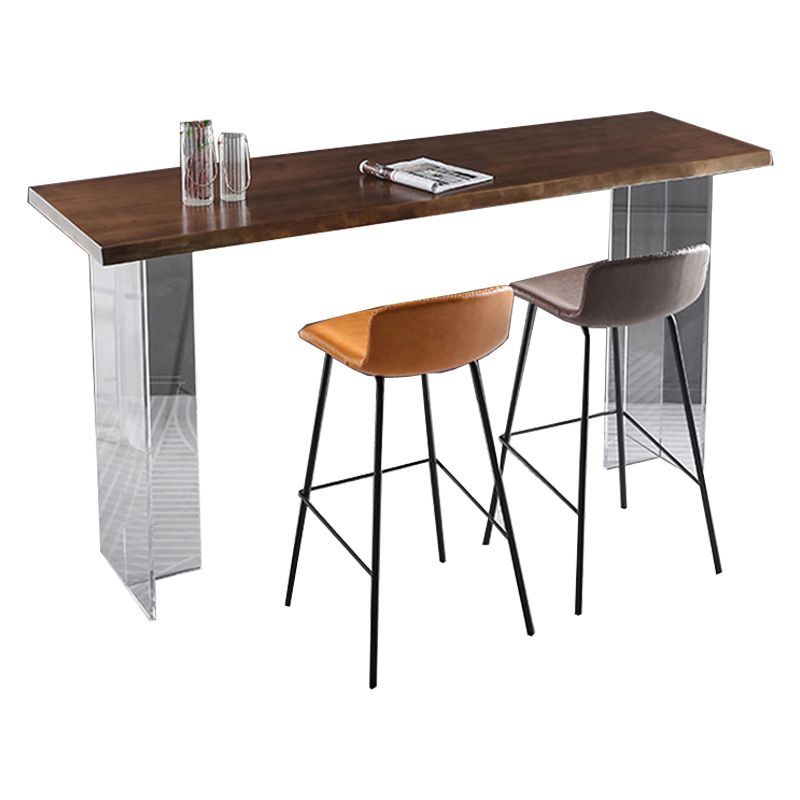 Restaurant Rectangle Wood Top Counter Table Acrylic Base Modern Bar Table Clearhalo 'Bar Furniture' 'Bar Tables' 'bar_tables' 'furn' 'furn_bar_tables' 'Furniture' 'furniture_bar_tables' 'Kitchen & Dining Furniture' 1200x1200_07bb95fc-0534-42c5-8bb9-33f335a46afb