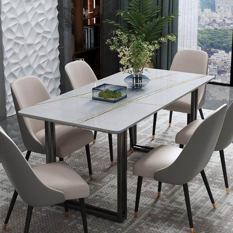 Modern wit en zwart in marmeren aanrechtrechte eettafel voor keuken