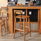 Indoor Solid Wood Bar Stool Low Back Bar Stool with Footrest