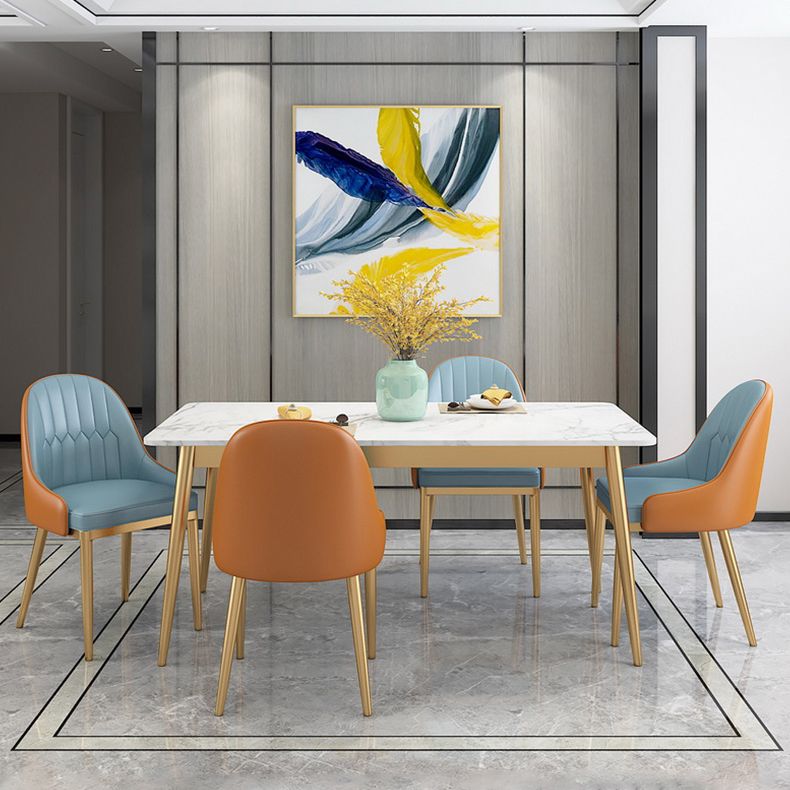 Scandinavian Style Dining Room Set Sintered Stone Top Dinette Set with Metal 4 Legs Base Clearhalo 'Dining Room Sets' 'Dining Tables & Seating' 'dining_room_set' 'furn' 'furn_dining_room_set' 'Furniture' 'furniture_dining_room_set' 'Kitchen & Dining Furniture' 'kitchen&dining_furn' 'kitchen' 1200x1200_07c40724-0e7e-4221-b030-8bcb570ba65b