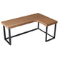 Escritorio de escritura en forma de L mesa de escritura industrial con patas de metal