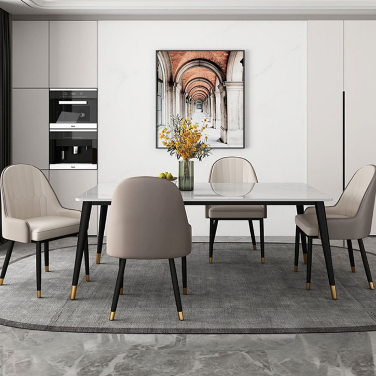 Simplicity Style 4 Legs Dining Site Table Stone Dining Room Furniture for Home Use Clearhalo ' dining_table' 'Dining Tables & Seating' 'Dining Tables' 'furn' 'furn_dining_table' 'Furniture' 'furniture_dining_table' 'Kitchen & Dining Furniture' 'kitchen&dining_furn' 'kitchen' 'kitchen_dining_table' 1200x1200_07c6fdc5-91f5-4650-8e66-46a0af31a233