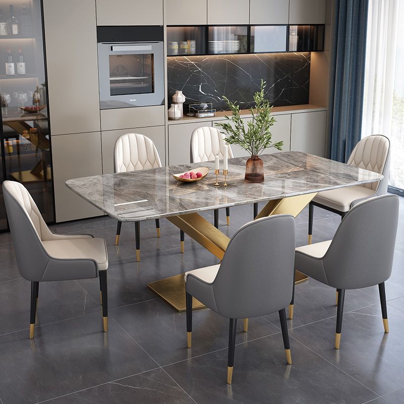 Glam Style Dinner Table Rectangle Stone Dining Room Table for Home Clearhalo 'Dining Tables & Seating' 'Dining Tables' 'dining_table' 'furn' 'furn_dining_table' 'Furniture' 'Kitchen & Dining Furniture' 1200x1200_07c782d1-e92a-4022-bdae-34c2ccacb032