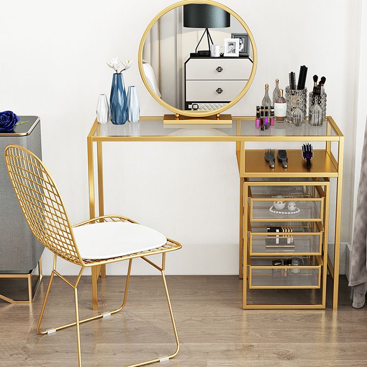 Glam Style 29,5 "Hauteur Golden Glass Top Making Vanity for Chambre
