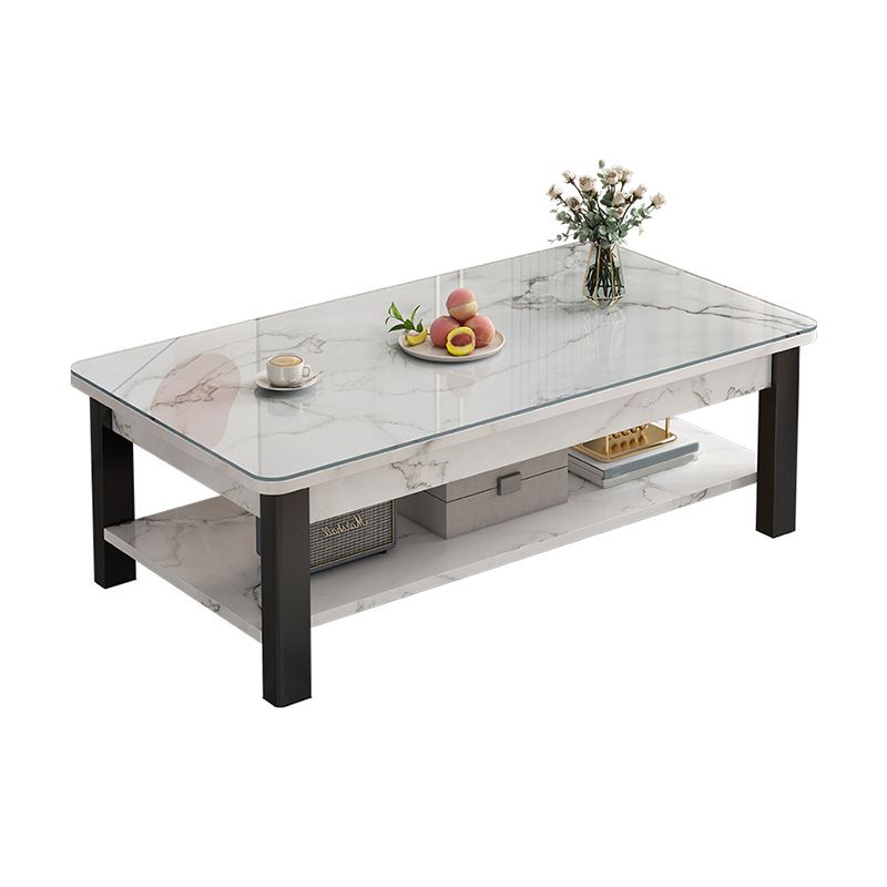 Modern Metal 4 Legs Cocktail Table Marble Rectangle Coffee Table Clearhalo 'Coffee & Accent Tables' 'Coffee Tables' 'coffee_tables' 'furn' 'furn_coffee_tables' 'Furniture' 'furniture_coffee_tables' 'Living Room Furniture' 1200x1200_07c8f7f8-4a09-4eff-be12-76b747dc1284