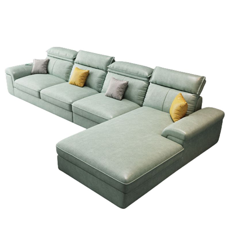 Faux Leather Cushion Back Sectional with Pillow Top Arm for Four People Clearhalo 'Furniture' 'furniture_sectionals' 'Living Room Furniture' 'Sectionals' 1200x1200_07c9c39d-3b18-46ae-a0cc-382e78c7b2ae