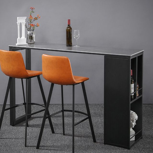 Gray White and Black Modern Style Bar Table in Marble and Metal Milk Tea Shop Bar Table Clearhalo 'Bar Furniture' 'Bar Tables' 'bar_tables' 'furn' 'furn_bar_tables' 'Furniture' 'furniture_bar_tables' 'Kitchen & Dining Furniture' 1200x1200_07c9c3cb-69b2-489a-b69e-1c7fba526dde