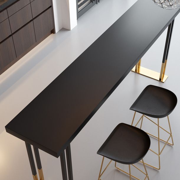 Kitchen Rectangle Wood Top Counter Table Gold Legs Glam Style Bar Table Clearhalo 'Bar Furniture' 'Bar Tables' 'bar_tables' 'furn' 'furn_bar_tables' 'Furniture' 'furniture_bar_tables' 'Kitchen & Dining Furniture' 1200x1200_07ca249d-a105-4d28-840e-138616f552cc