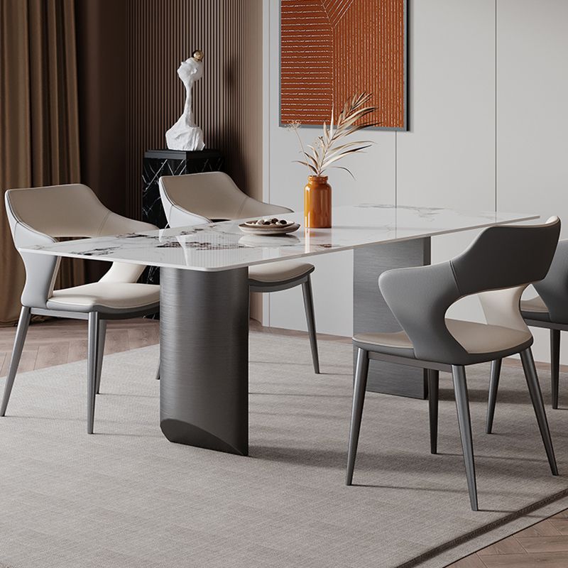 Mesa de comedor de estilo moderno mesa de doble pedestal de piedra sinterizada para el hogar