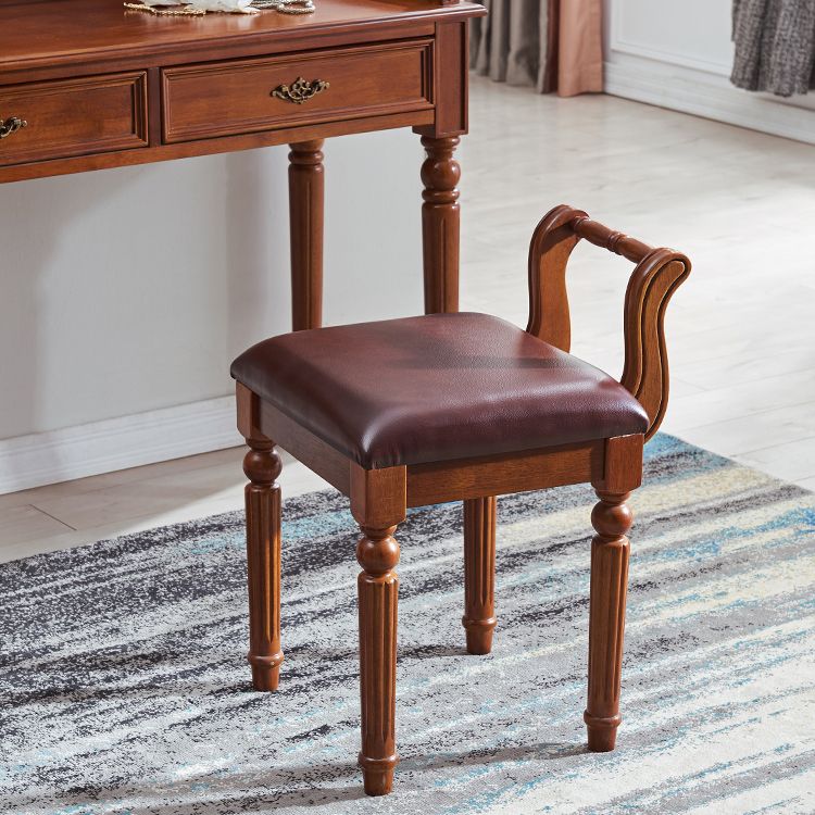 Traditioneller 2-zahlbrauner masser Holzverkleidertisch mit Spiegel Make-up Eitelkeithocker