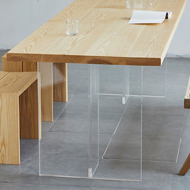 Pine Wood Top Dining Table Contemporary Rectangle Dining Table with Double Pedestal Base Clearhalo ' dining_table' 'Dining Tables & Seating' 'Dining Tables' 'furn' 'furn_dining_table' 'Furniture' 'furniture_dining_table' 'Kitchen & Dining Furniture' 'kitchen&dining_furn' 'kitchen' 'kitchen_dining_table' 1200x1200_07cb4828-403a-4acb-9826-09dc4c57abb8