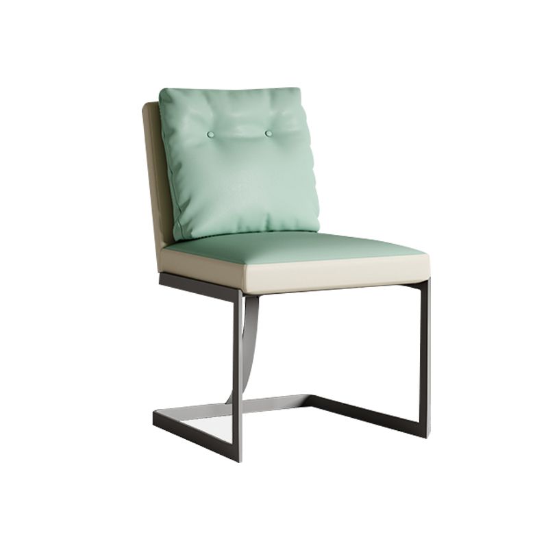 Upholstered Leather Armless Dining Chairs Solid Back Chairs with Metal Legs Clearhalo ' kitchen&dining_furn' 'Dining Chairs' 'Dining Tables & Seating' 'dining_chair' 'furn' 'furn_dining_chair' 'Furniture' 'furniture_dining_chair' 'Kitchen & Dining Furniture' 'kitchen' 1200x1200_07cbde49-4bf6-46f6-aac5-0c0c75d04ef8